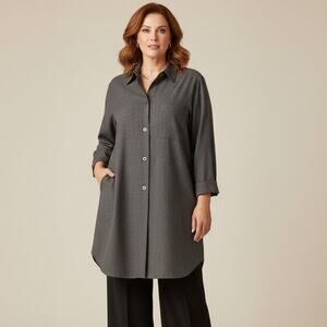 Marina Rinaldi Sport long sleeve button up Shirt in charcoal gray size 25